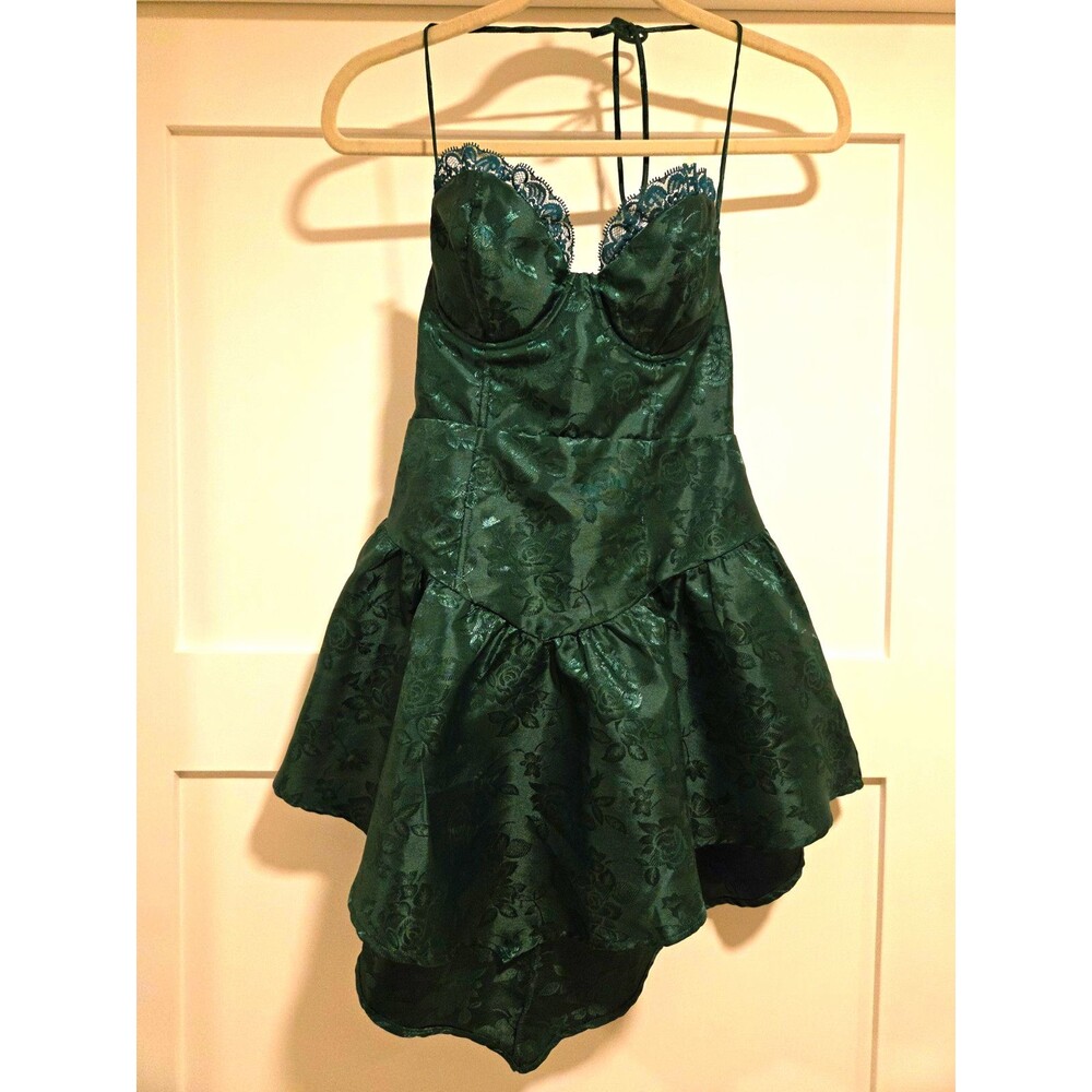 Lucy In The Sky Dress Womens S Emerald Green  Corset High Low Coquette Hoco